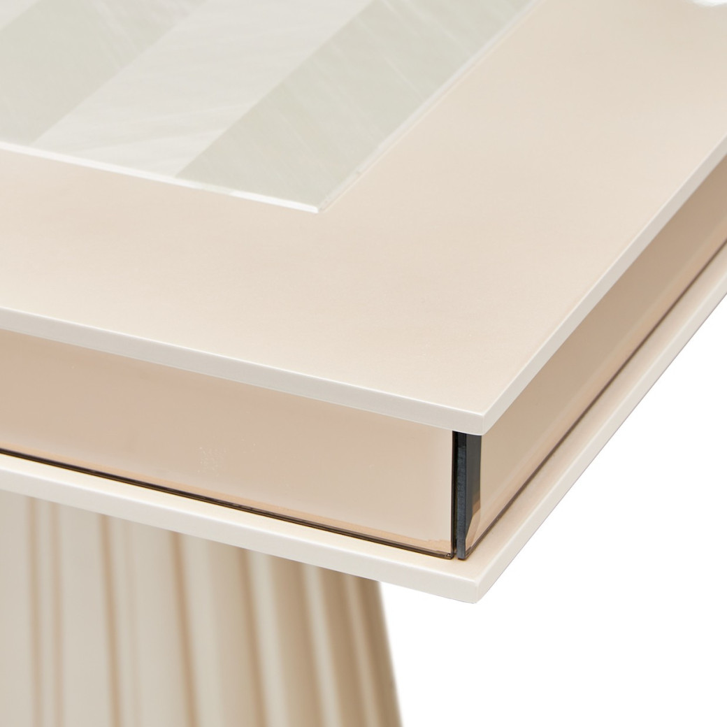 7PC Double Pedestal Dining Table Shimmer Ivory Carmela Collection By Michael Amimi LFR-CRMA002-141
