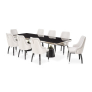 7PC Double Pedestal Dining Table Glossy Charcoal Sand Carmela Collection by Michael Amimi  LFR-CRMA002-830