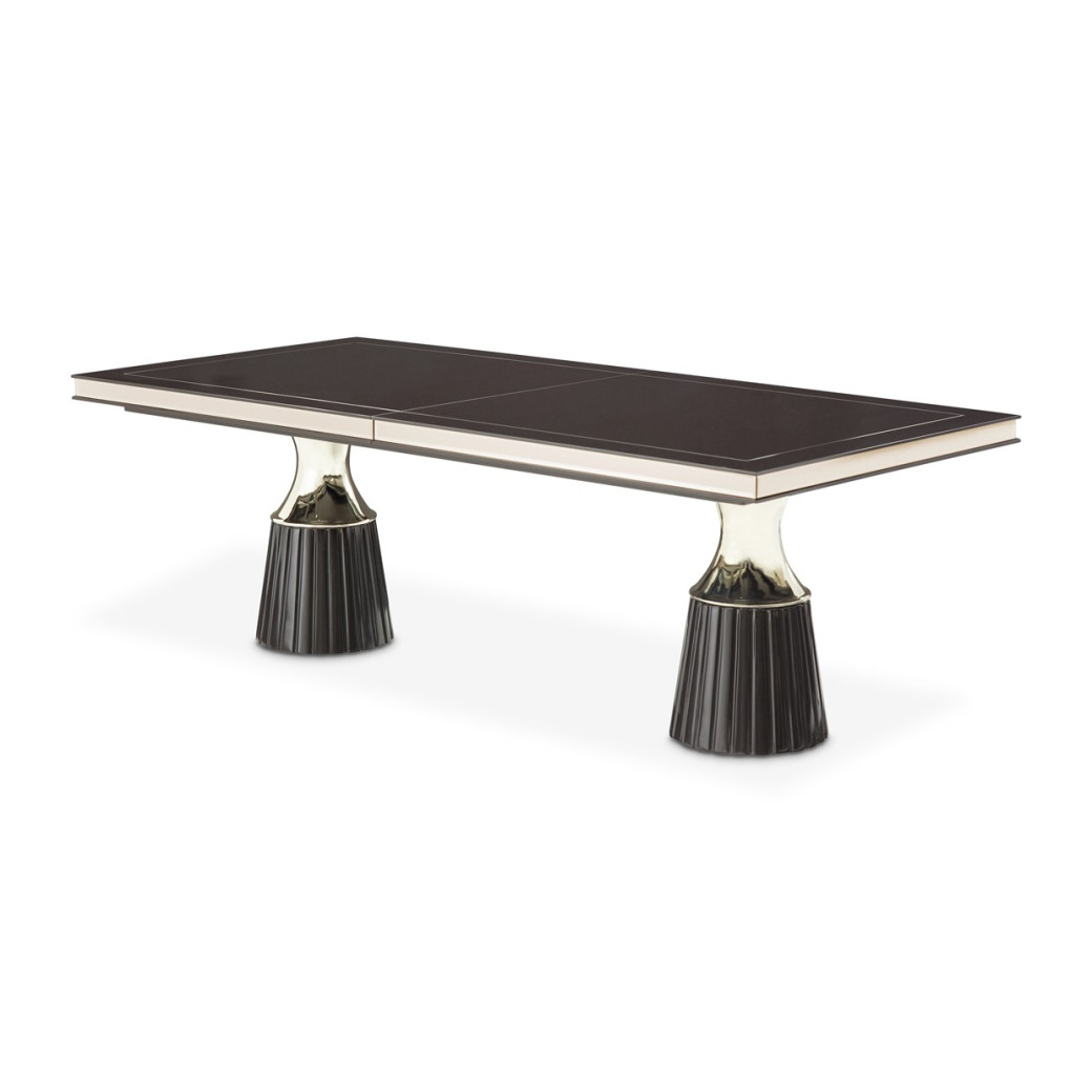 7PC Double Pedestal Dining Table Glossy Charcoal Sand Carmela Collection by Michael Amimi  LFR-CRMA002-830