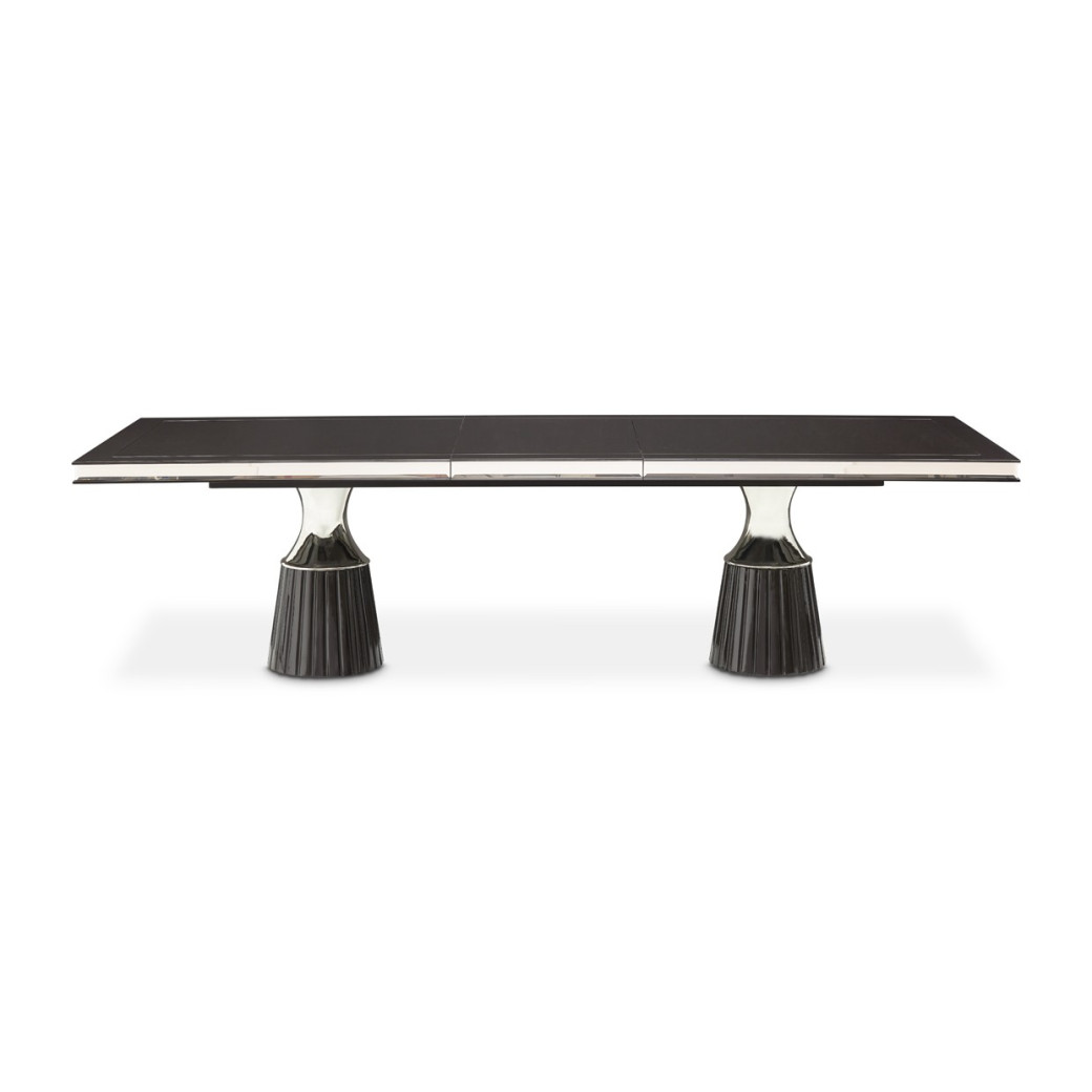 7PC Double Pedestal Dining Table Glossy Charcoal Sand Carmela Collection by Michael Amimi  LFR-CRMA002-830