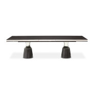 7PC Double Pedestal Dining Table Glossy Charcoal Sand Carmela Collection by Michael Amimi  LFR-CRMA002-830