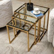 Nesting Tables 3pc Set Bright Gold Savannah Breeze Collection by Michael Amini LFR-SBRZ224-806
