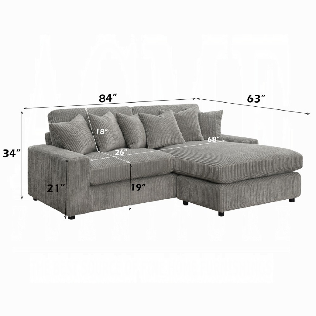 LV01882 Tavia Reversible Sectional Sofa W/6 Pillows by Acme Furniture