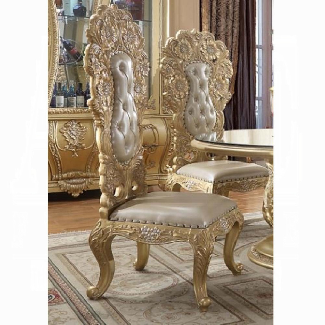 DN01482 7PC Dining Set Victorian Style Gold Finish Cabriole Collection By Acme Furniture