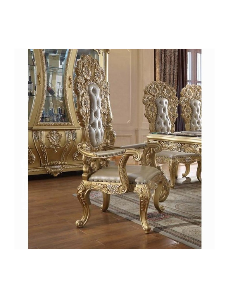 DN01482 7PC Dining Set Victorian Style Gold Finish Cabriole Collection By Acme Furniture