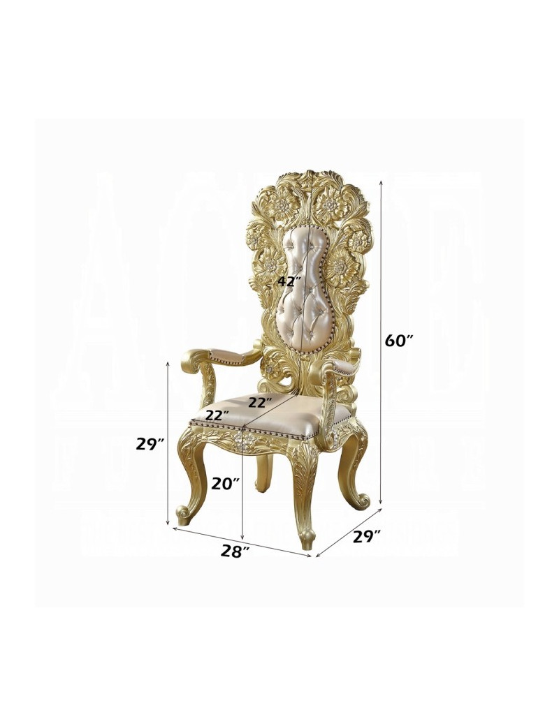 DN01482 7PC Dining Set Victorian Style Gold Finish Cabriole Collection By Acme Furniture