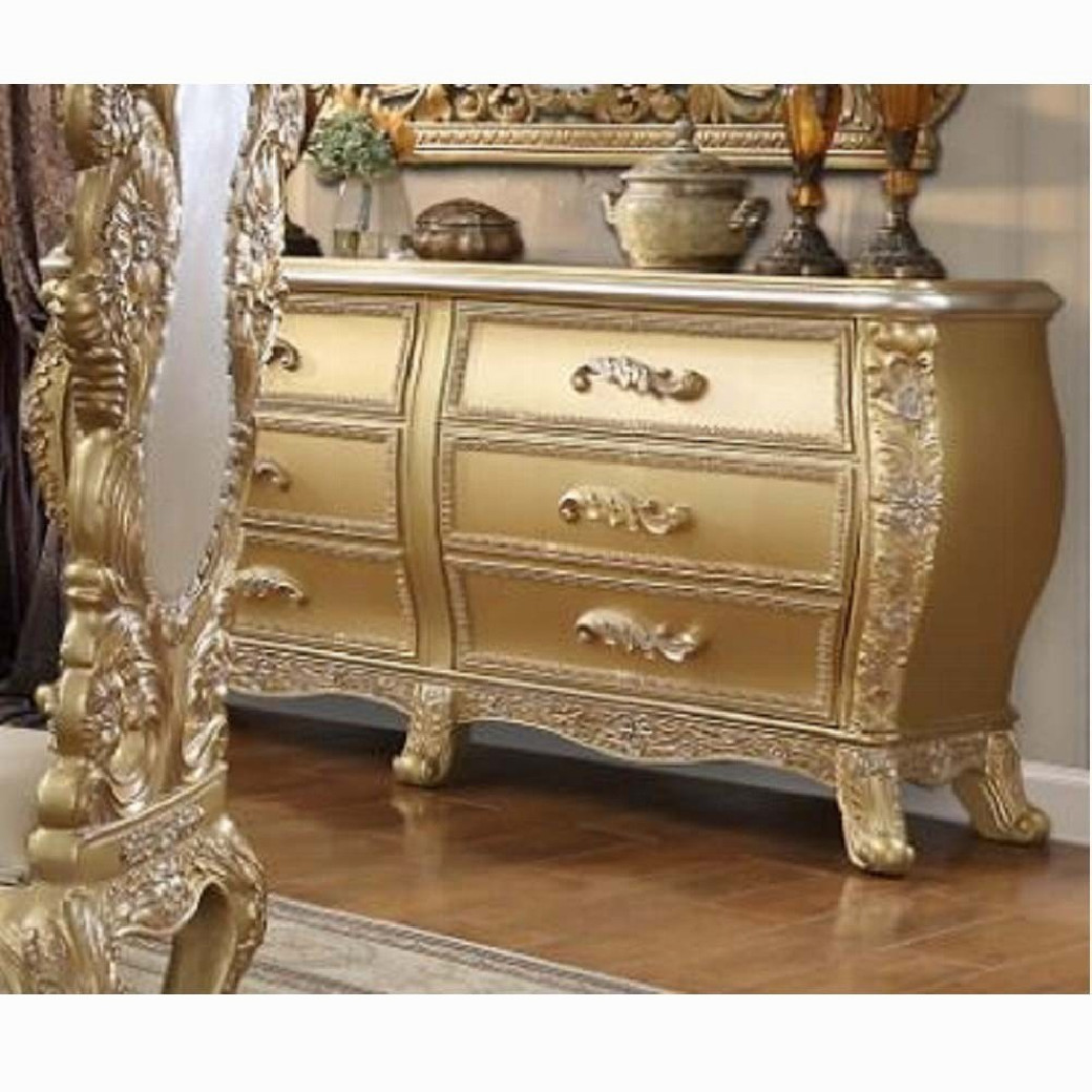 DN01482 7PC Dining Set Victorian Style Gold Finish Cabriole Collection By Acme Furniture
