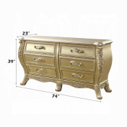DN01482 7PC Dining Set Victorian Style Gold Finish Cabriole Collection By Acme Furniture