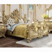 BD01463EK EK Bed Victorian Style Gold Finish Cabriole Collection by Acme Furniture
