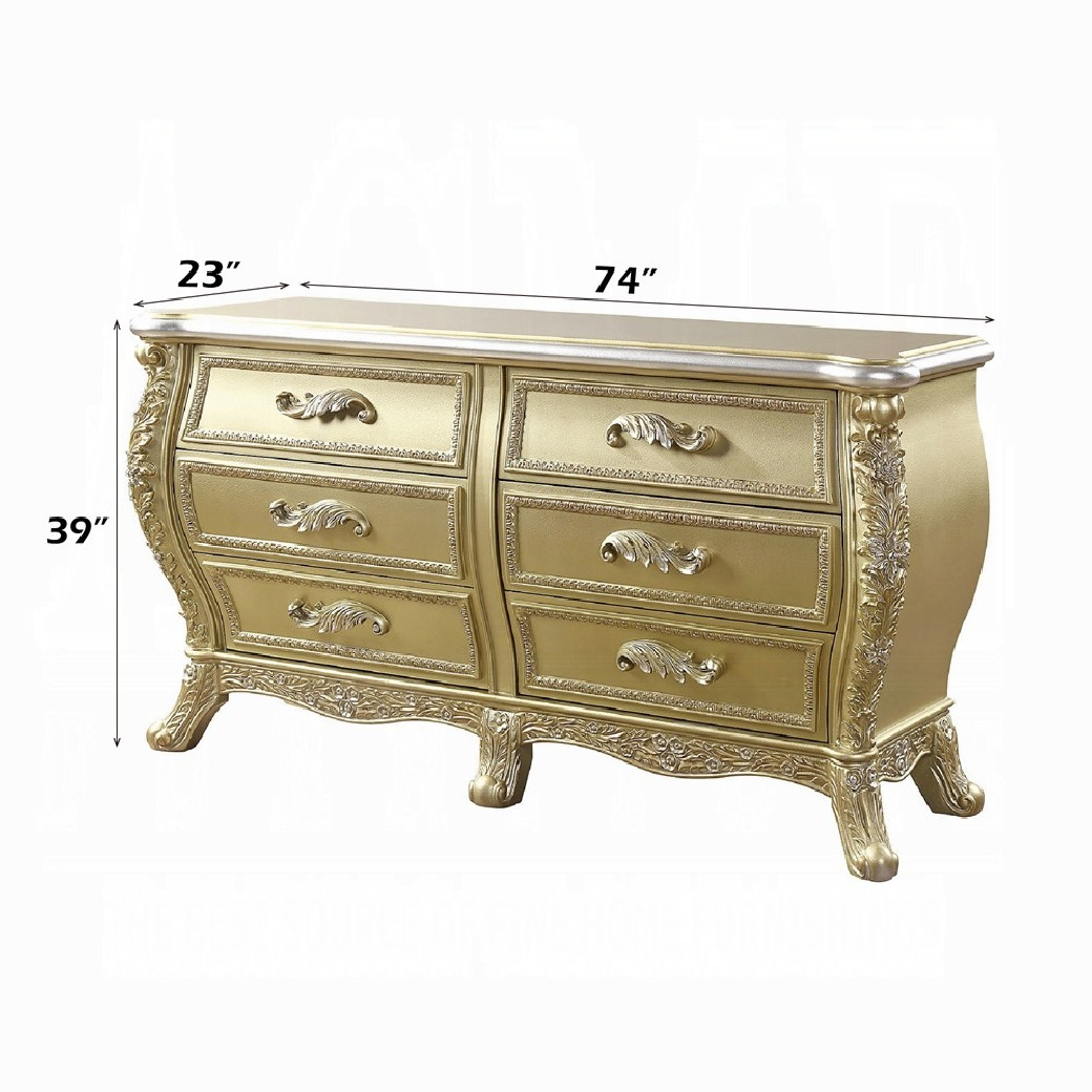 BD01463EK EK Bed Victorian Style Gold Finish Cabriole Collection by Acme Furniture