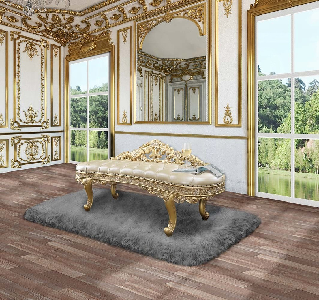 BD01463EK EK Bed Victorian Style Gold Finish Cabriole Collection by Acme Furniture
