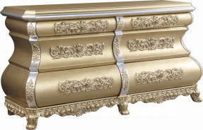 BD00451EK EK Bed Gold Finish Victorian Style Seville Collection By Acme Furniture