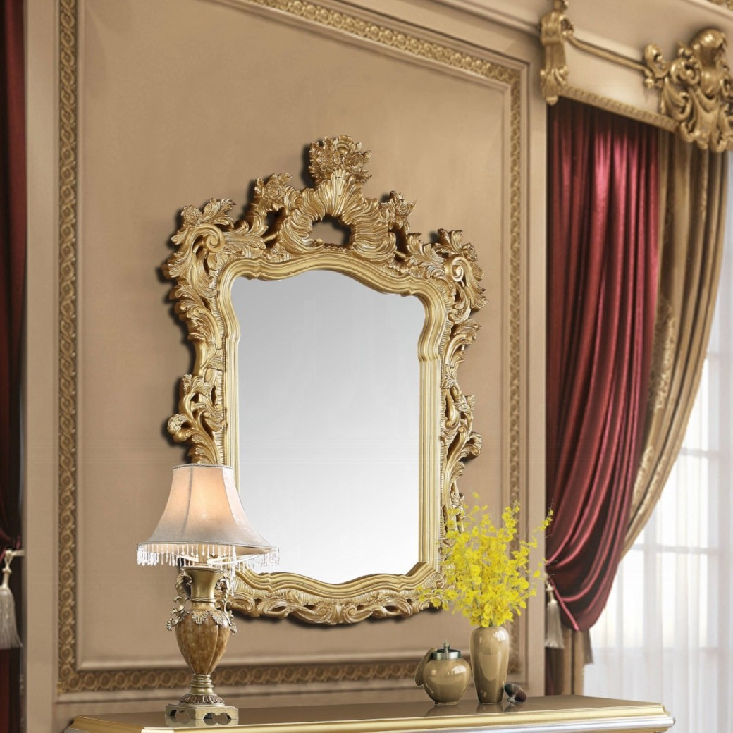 BD00451EK EK Bed Gold Finish Victorian Style Seville Collection By Acme Furniture