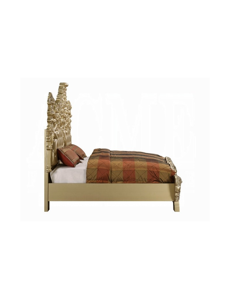 BD00451EK EK Bed Gold Finish Victorian Style Seville Collection By Acme Furniture