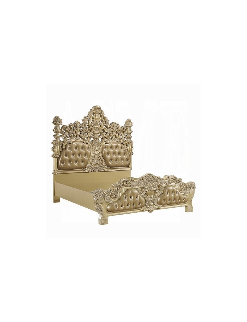 BD00451EK EK Bed Gold Finish Victorian Style Seville Collection By Acme Furniture