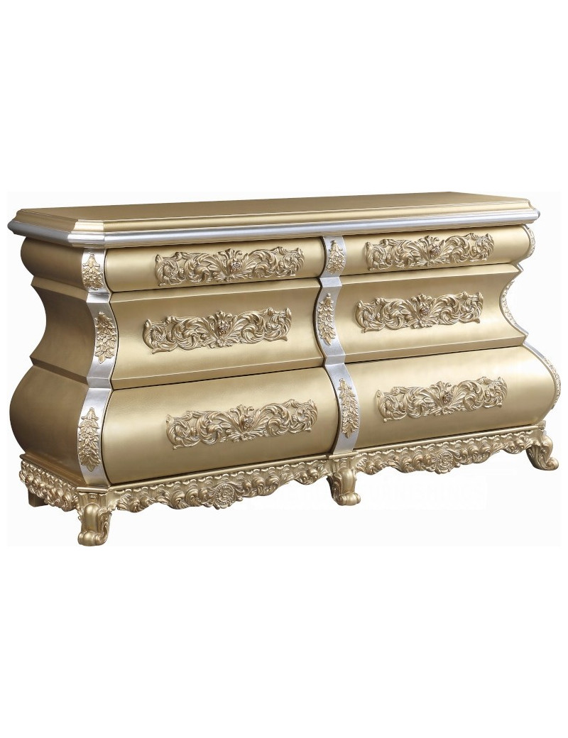 BD00451EK EK Bed Gold Finish Victorian Style Seville Collection By Acme Furniture
