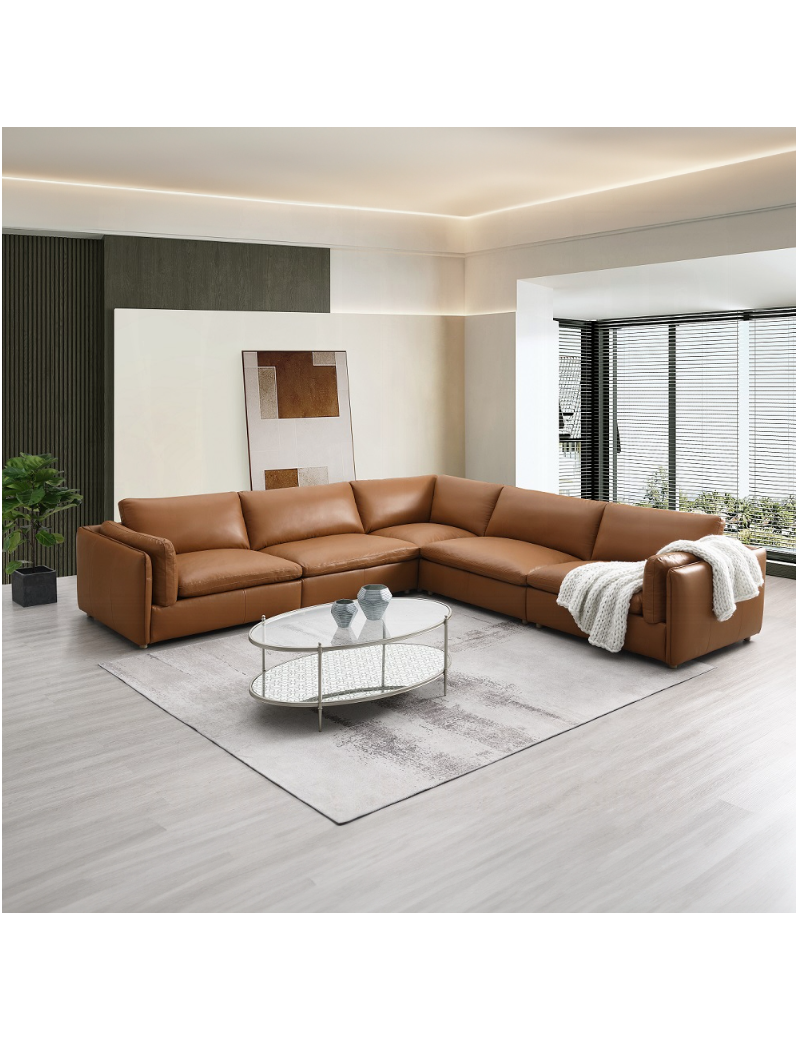 LV03370 Top Grain Brown Leather Brighton Sectional by Acme Furniture
