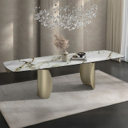 DN04295 7PC Dining Set Modern Style Ceramic Top & Golden Champagne Finish by Acme Furniture