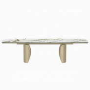 DN04295 7PC Dining Set Modern Style Ceramic Top & Golden Champagne Finish by Acme Furniture