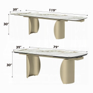 DN04295 7PC Dining Set Modern Style Ceramic Top & Golden Champagne Finish by Acme Furniture