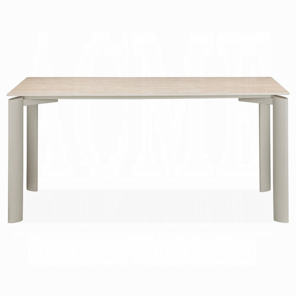 DN03105 7PC Dining Set Modern Style Ceramic Top & Light Gray Finish By Acme Furniture