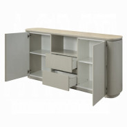 DN03105 7PC Dining Set Modern Style Ceramic Top & Light Gray Finish By Acme Furniture