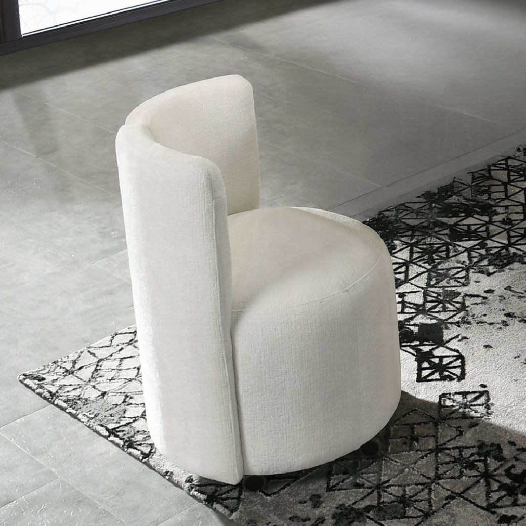 DN02865 7PC Dining Set Modern Style White Chenille & Natural Finish by Acme Furniture