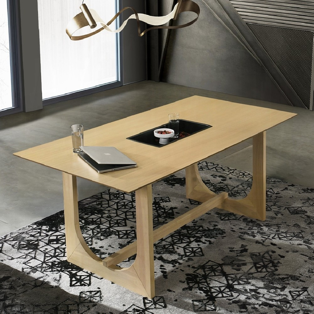 DN02865 7PC Dining Set Modern Style White Chenille & Natural Finish by Acme Furniture