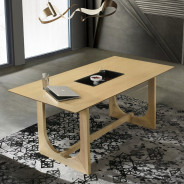 DN02865 7PC Dining Set Modern Style White Chenille & Natural Finish by Acme Furniture