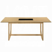 DN02865 7PC Dining Set Modern Style White Chenille & Natural Finish by Acme Furniture