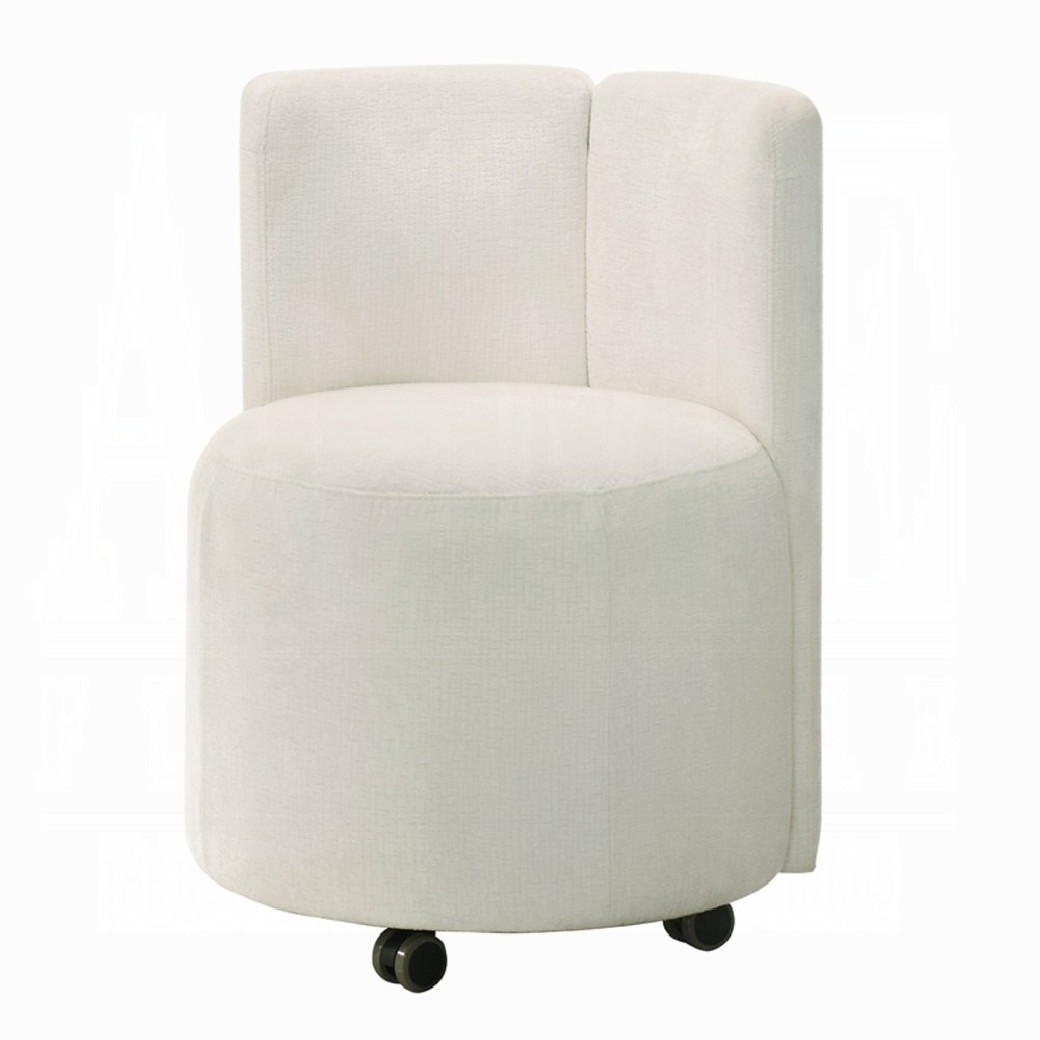 DN02865 7PC Dining Set Modern Style White Chenille & Natural Finish by Acme Furniture