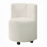 DN02865 7PC Dining Set Modern Style White Chenille & Natural Finish by Acme Furniture