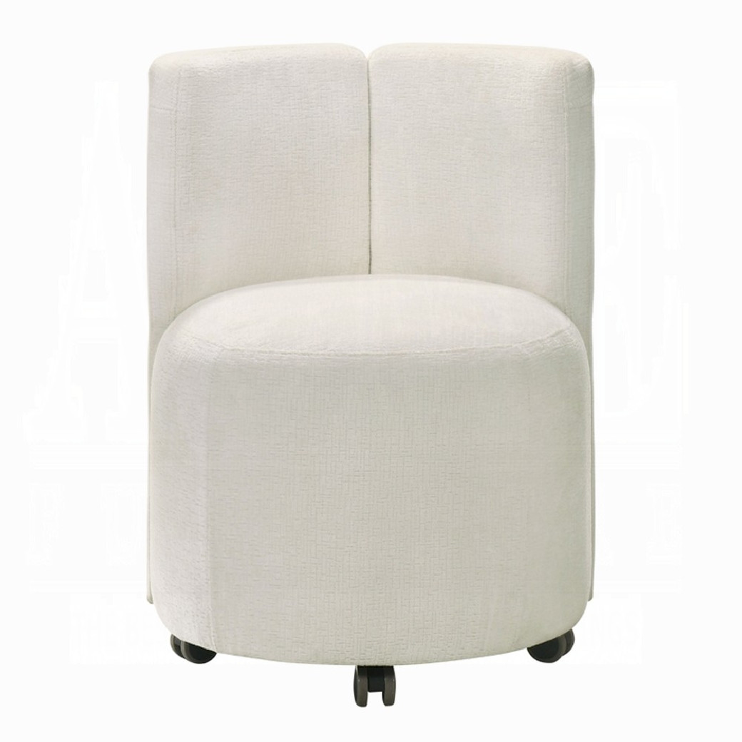 DN02865 7PC Dining Set Modern Style White Chenille & Natural Finish by Acme Furniture