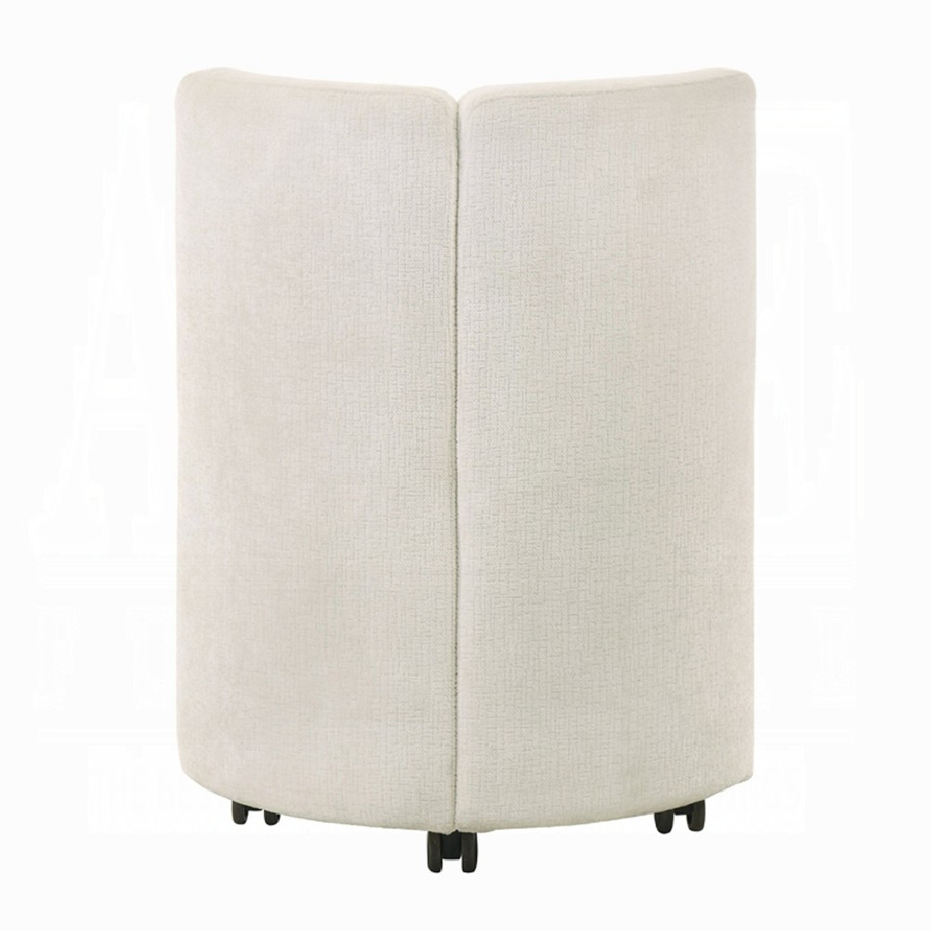 DN02865 7PC Dining Set Modern Style White Chenille & Natural Finish by Acme Furniture