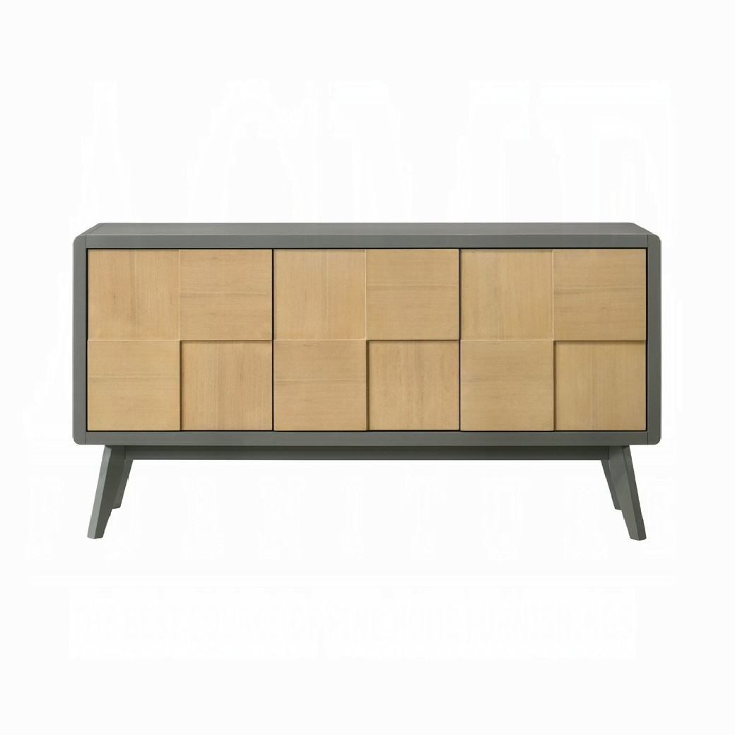 DN02865 7PC Dining Set Modern Style White Chenille & Natural Finish by Acme Furniture