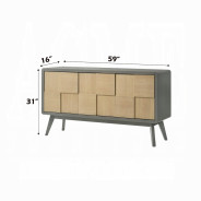 DN02865 7PC Dining Set Modern Style White Chenille & Natural Finish by Acme Furniture