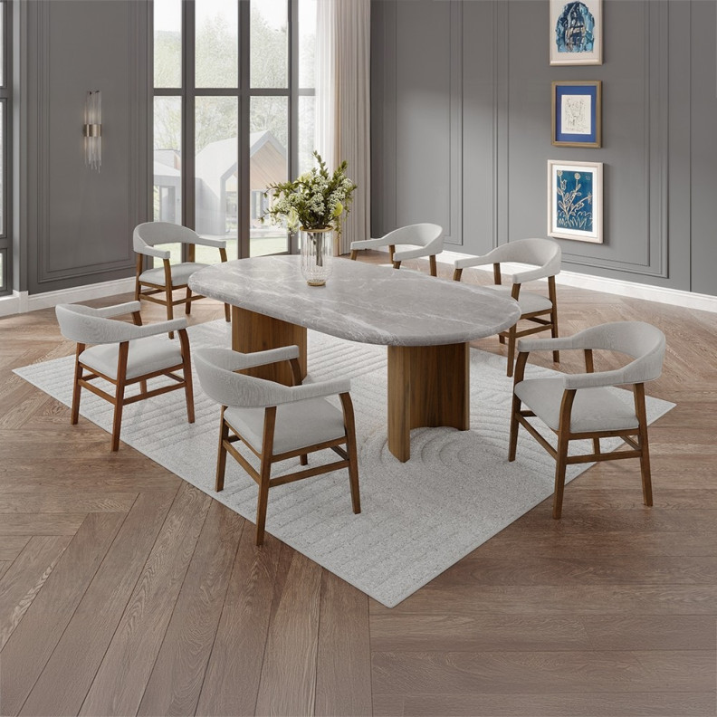 DN03095 7PC Dining set Modern Style Dark Walnut Finish by Acme Furniture