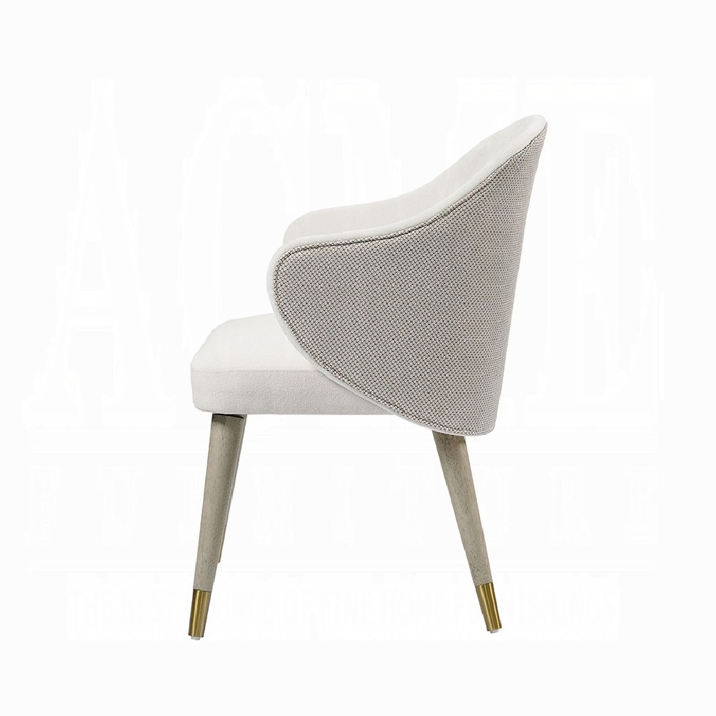 DN03085 7PC Dining set Mid- Century Modern Style Natural Marble Top & Gray Oak Finish Charity Collection By Acme Furniture