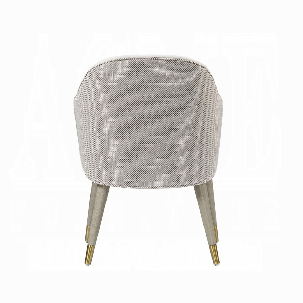 DN03085 7PC Dining set Mid- Century Modern Style Natural Marble Top & Gray Oak Finish Charity Collection By Acme Furniture