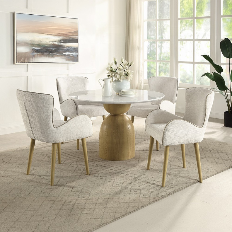 DN02390  5PC Dining set Round Table with marble top Modern Style Kala Collection by Acme Furniture