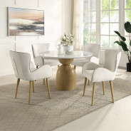 DN02390  5PC Dining set Round Table with marble top Modern Style Kala Collection by Acme Furniture