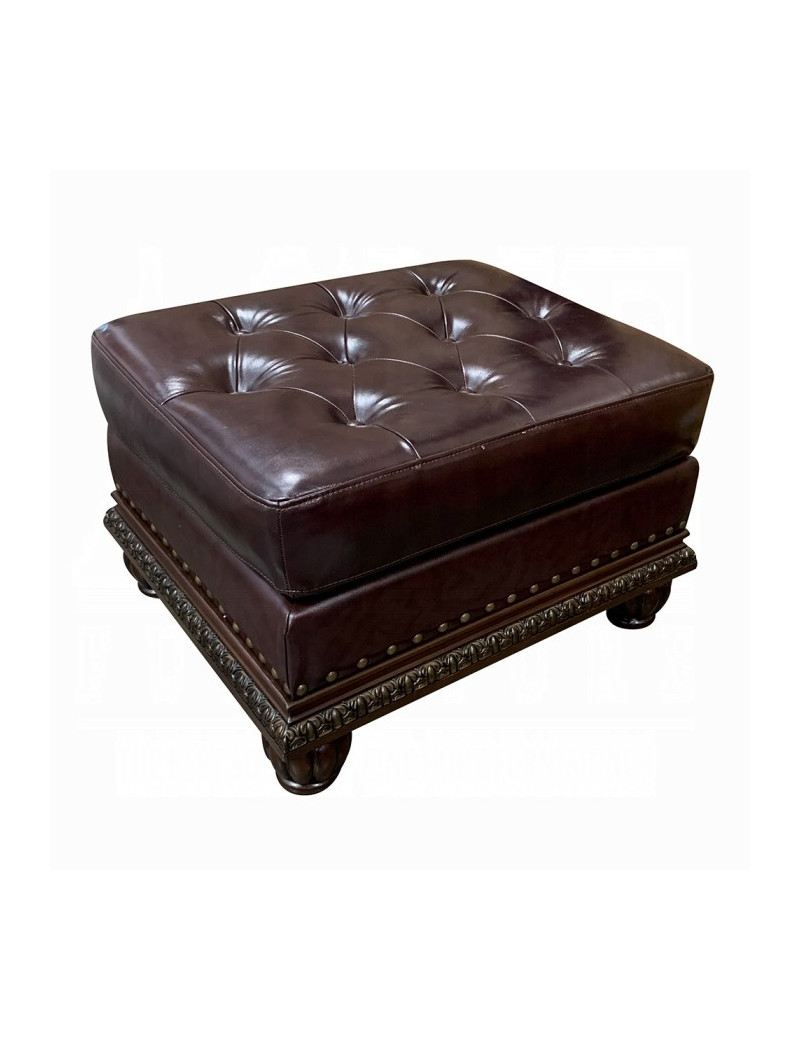 15034 Espresso Top Grain Leather Ottoman Anondale Collection by Acme Furniture