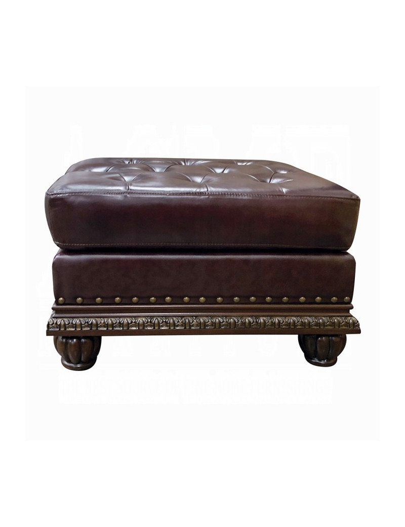 15034 Espresso Top Grain Leather Ottoman Anondale Collection by Acme Furniture