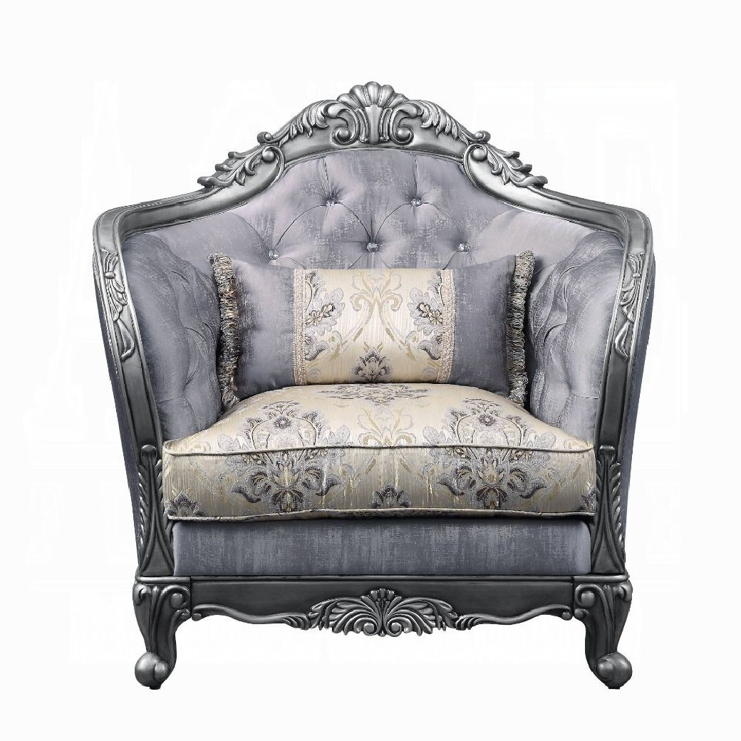 55347  Platinum Finish Accent Chair Ariadne Collection By Acme Furniture
