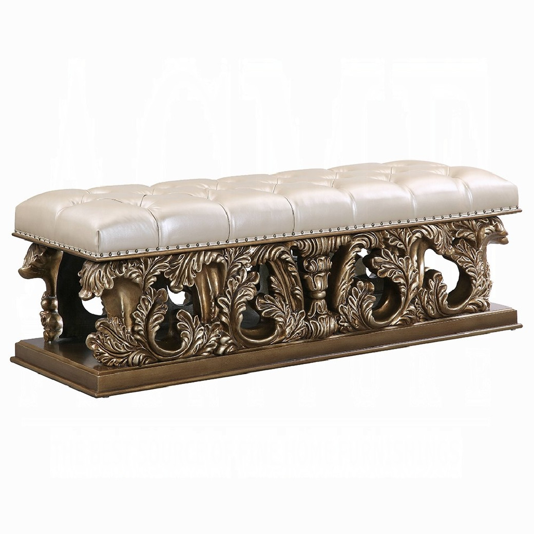 BD00476 Bench Constantine Collection Brown & Gold Finish By Acme Furniture