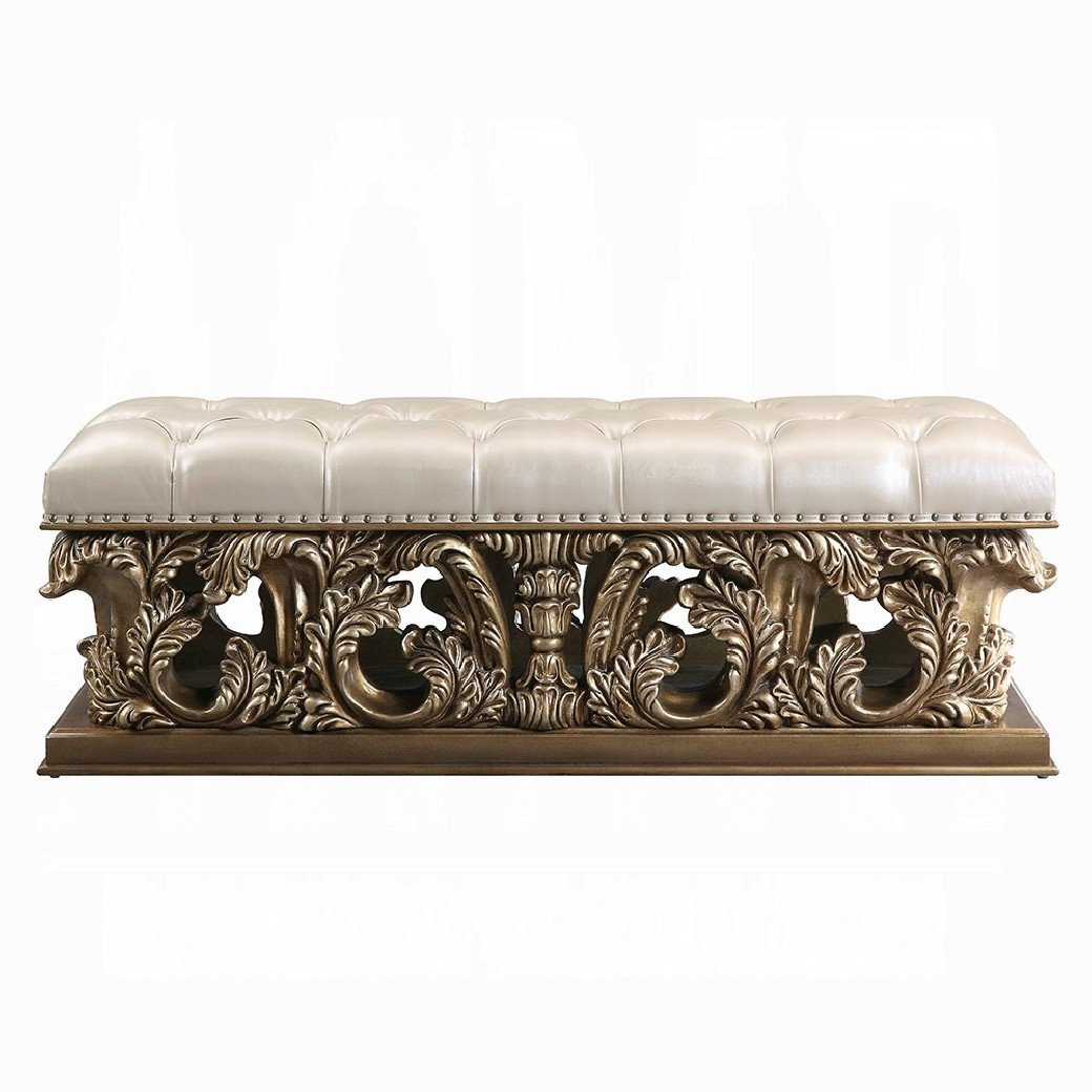BD00476 Bench Constantine Collection Brown & Gold Finish By Acme Furniture