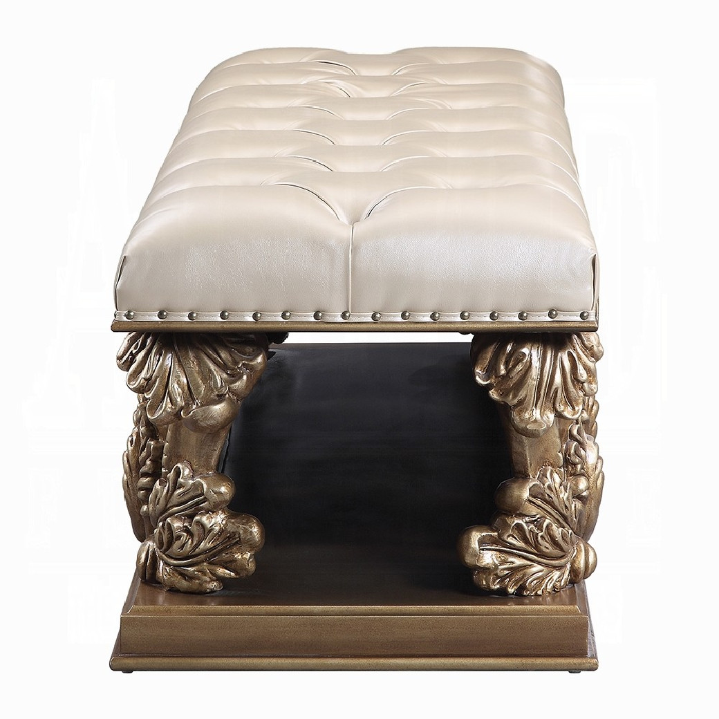 BD00476 Bench Constantine Collection Brown & Gold Finish By Acme Furniture