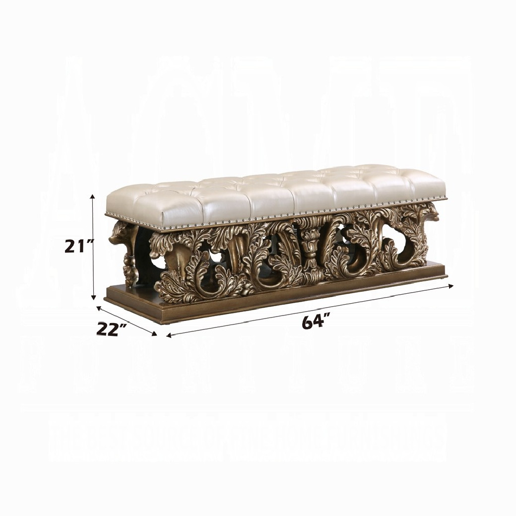BD00476 Bench Constantine Collection Brown & Gold Finish By Acme Furniture