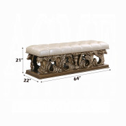 BD00476 Bench Constantine Collection Brown & Gold Finish By Acme Furniture