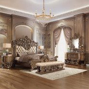 BD00476 Bench Constantine Collection Brown & Gold Finish By Acme Furniture
